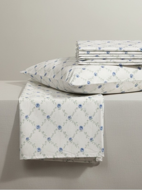 Design Lab Lord & Taylor Other - Blue Floral Delicate Rose Lattice Printed Microfiber Sheet Set Twin 3 Piece